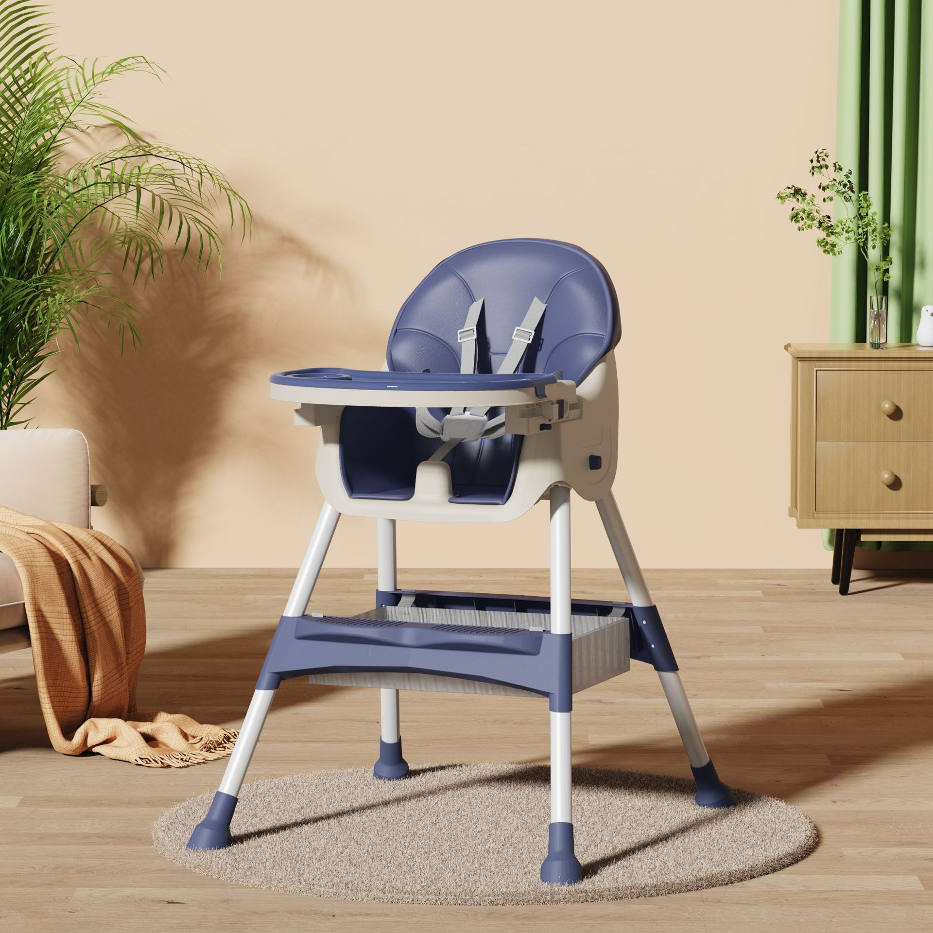 Blue wheel-less seat cushion