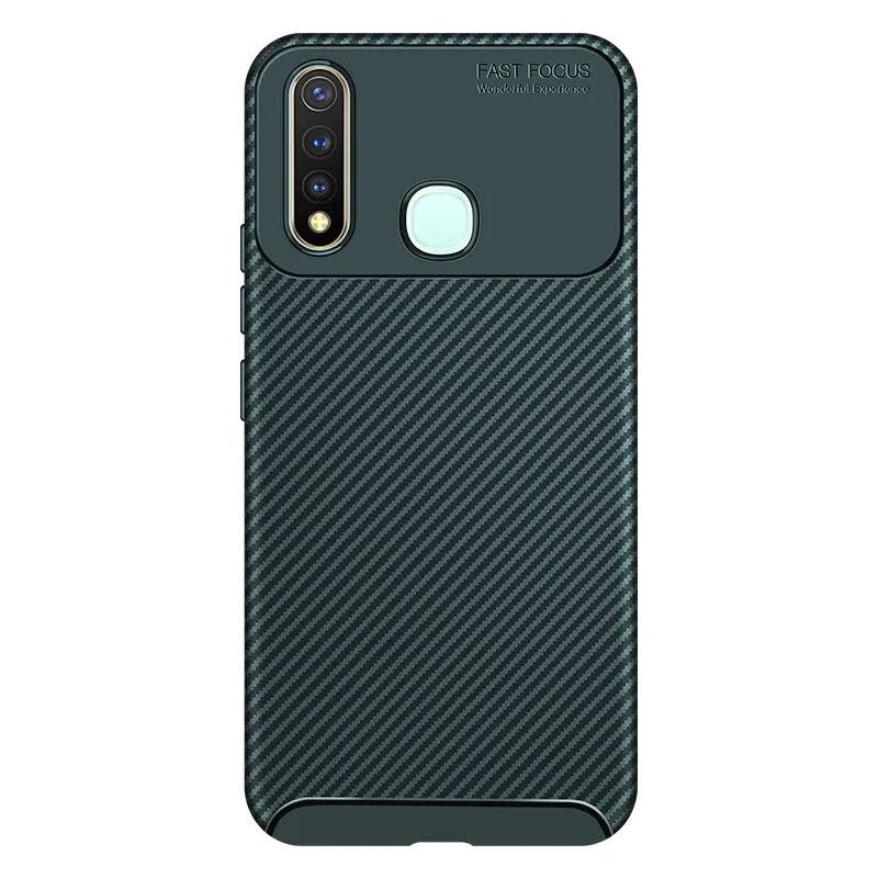 2020 Nieuwe Collectie Carbon Fiber Soft Tpu Rubber Bumper Mobiele Telefoon Cover Case Voor Vivo Y19 Y11 Y17 Z1X Y95 s1 V9 Siliconen Cover