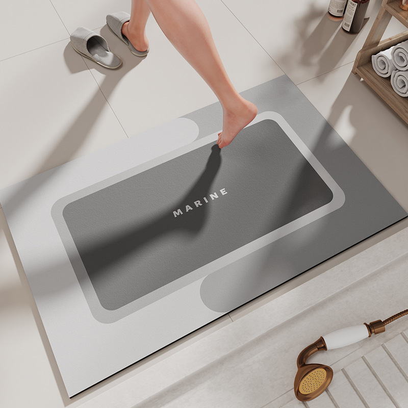 Tapis de bain en terre de diatomée - Carré Morandi gris clair