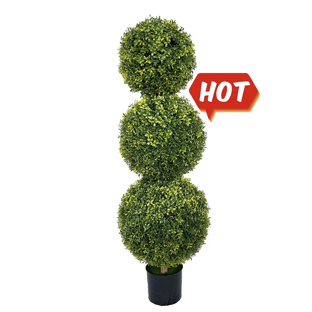 사용자 정의 가짜 식물 회양목 Topiary 분재 인공 공 Topiary 나무 냄비 120cm 4ft 화분 실내 야외 장식