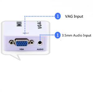 Cutomzied marca VGA a AV RCA compuesto convertidor adaptador caja VGA2AV con Audio para PC TV