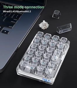 AULA F21 Hotswap <strong>Wireless</strong> Mechanical <strong>Keyboard</strong> Mini Digital 21 Key 3 Mode BT 2.4G Wired Transparent Keycap - Product Image 4