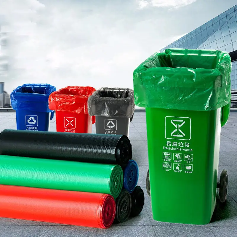 Custom Eco Friendly Disposable Biodegradable Compostable Degradable Pla Flat Plastic Big Dustbin Rubbish Garbage Trash Bags