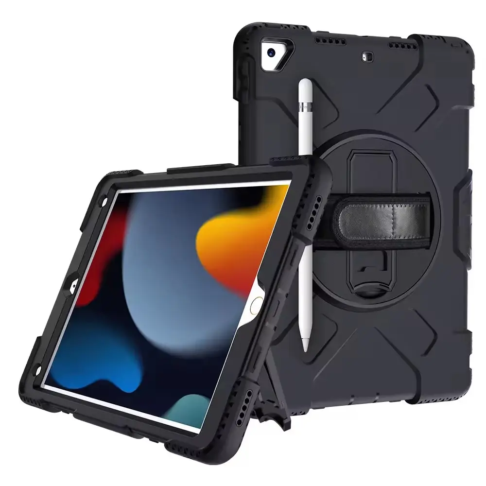 Phổ biến tùy chỉnh Silicone trường hợp máy tính bảng cho 10.2 ipad 9 8 7 thế hệ Trường hợp với dây đeo vai 2023 Chất lượng cao