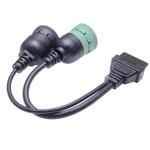 6针J1708或<span class=keywords><strong>9</strong></span>针J1939至16针<span class=keywords><strong>OBD2</strong></span> OBDII适配器电缆重型卡车汽车附件卡车电缆适配器