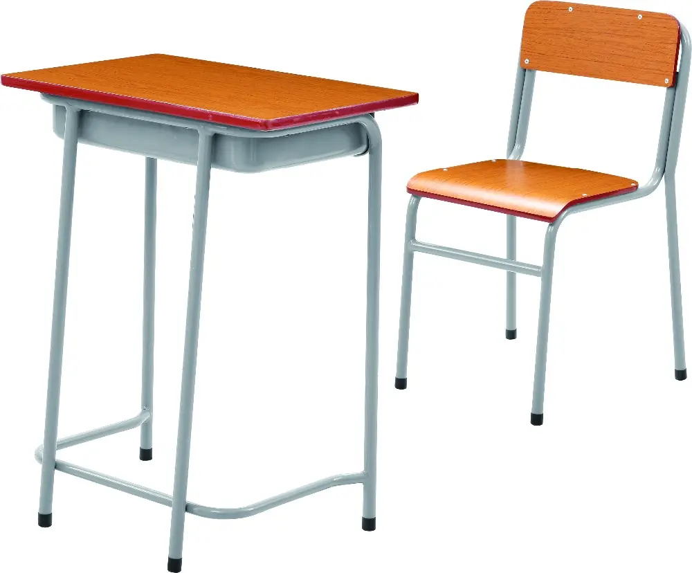 Cheap Classroom Single School Desk and Chair Primary School Desk Wood Standard ISO Modern Comfortable School Furniture