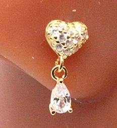 Gold heart teardrop dangle