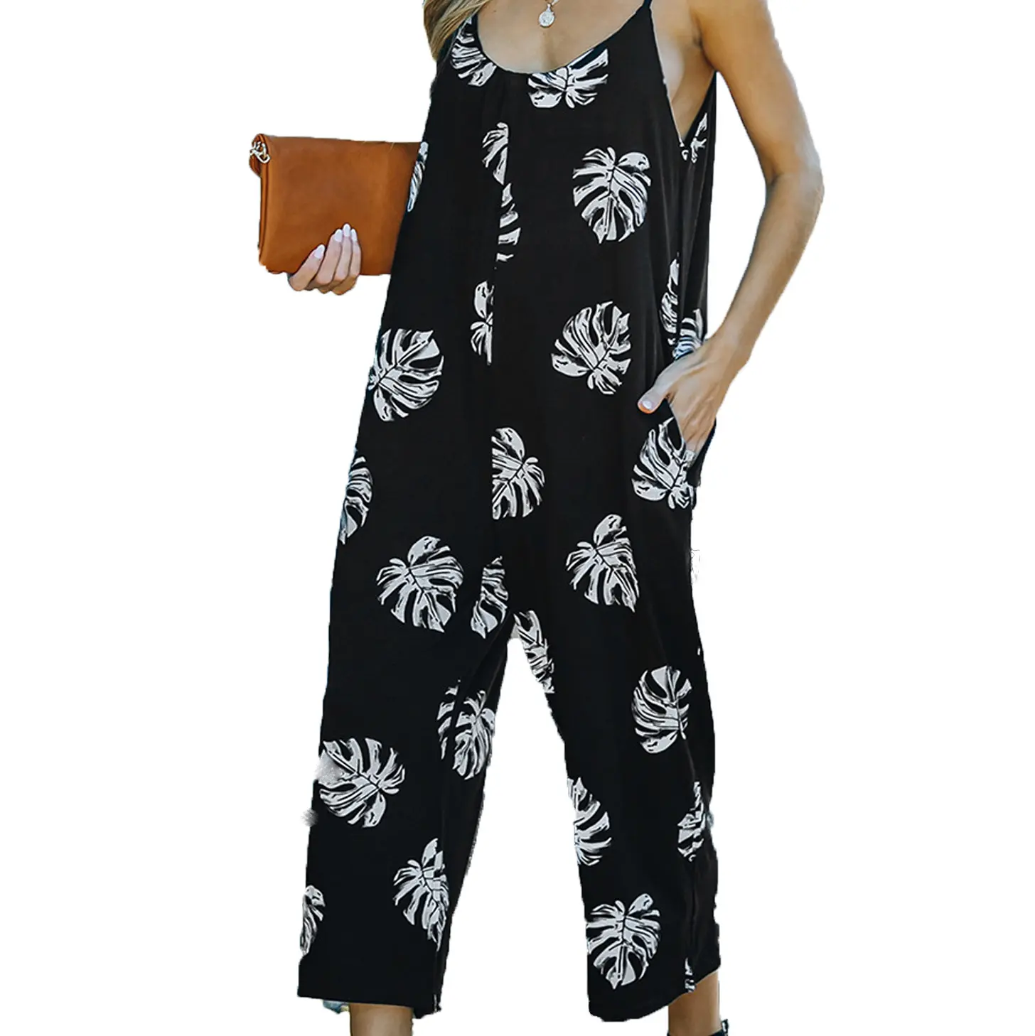 2024 Hawaii Market Lady Jumpsuit Custom Floral Printed USA Size Spaghetti Strap Women Romper