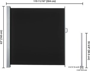 Çin ihracat manuel 160X300 cm geri çekilebilir yan ekran tente UV dayanıklı su geçirmez veranda ekran koruyucu bahçe balkon için - Product Image 5