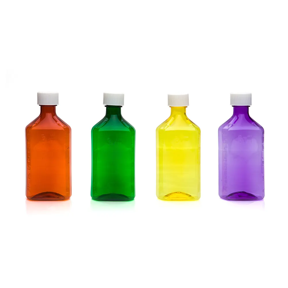 Großhandel CR Caps Apotheke Flasche Ovale Plastik flaschen 0,75 Unzen 1 Unze 2 Unzen 3 Unzen 4 Unzen 6 Unzen 8 Unzen 12 Unzen 16 Unzen Flüssige Medizin flasche