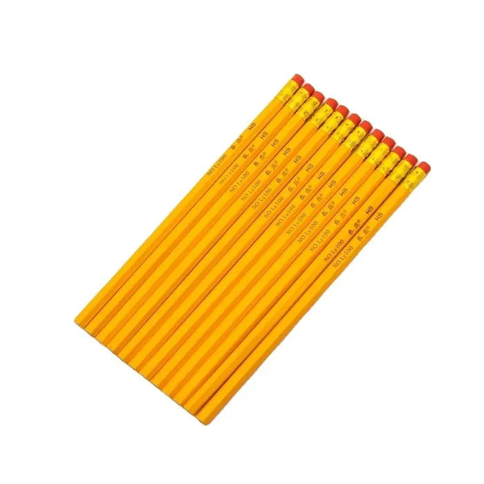 Lápiz de madera amarillo de 7 pulgadas, precio barato sin goma de borrar, ustomized logo