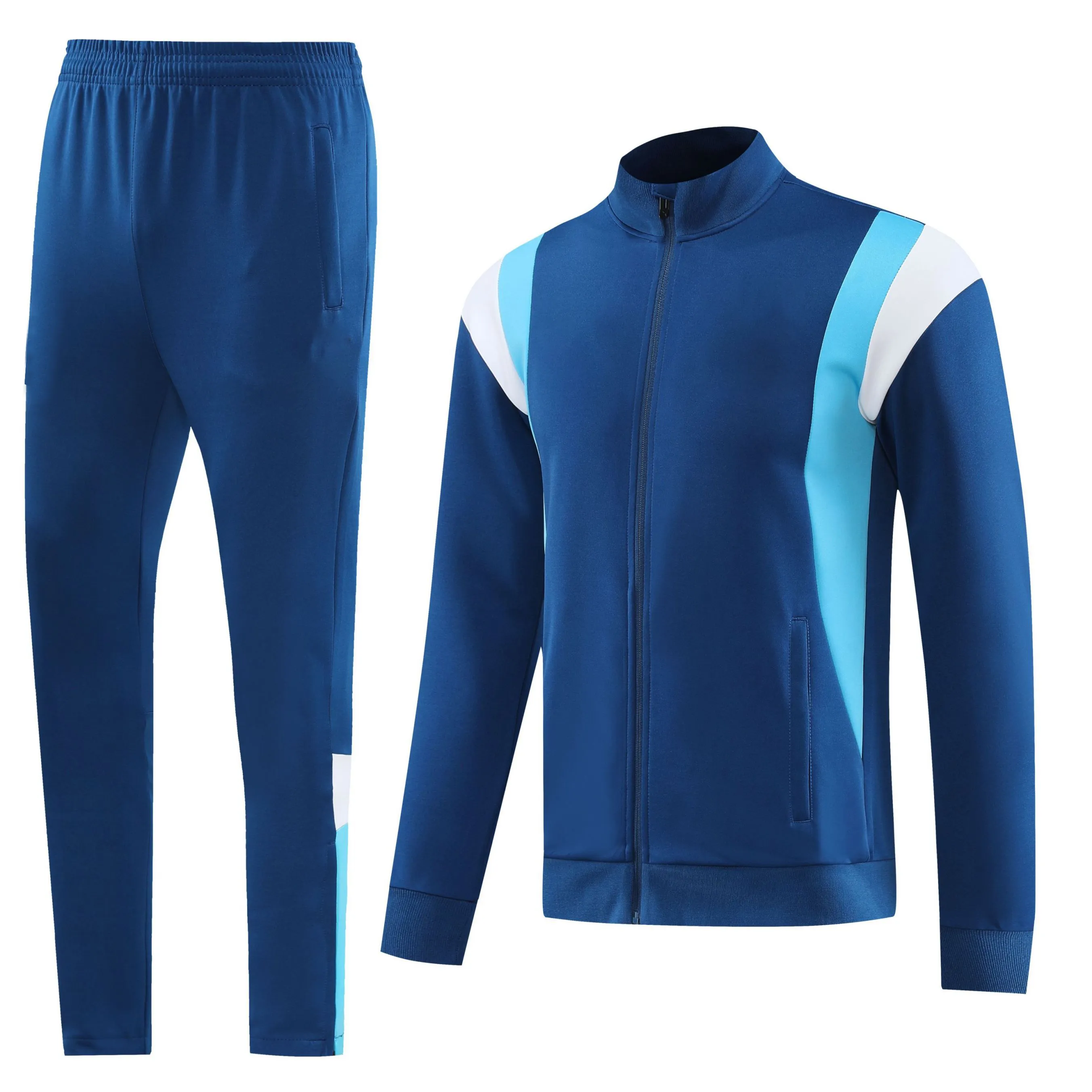 Vente en gros de tenues décontractées vestes d'entraînement d'hiver de l'équipe de football bleue vestes courtes d'uniforme de football pour jeunes paquet avec veste de football Wo