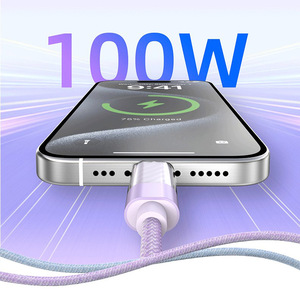 2024 ใหม่สไตล์ไซเบอร์ USB 60W Fast ชาร์จอลูมิเนียมโปร่งใสสีสันสดใสถักสําหรับโทรศัพท์ iOS 15 PRO MAX - Product Image 5