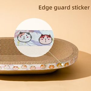Rascador para gatos de forma ovalada con hierba gatera bien vendido por el fabricante cartón corrugado para uso en gatos y perros - Product Image 4