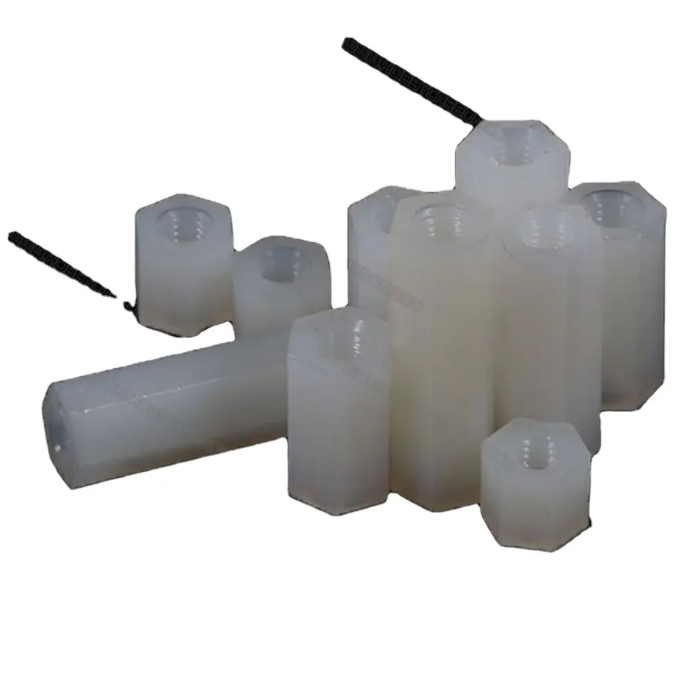 Espaçador de nylon hexagonal m3, pilares de plástico com dois sentidos, preto, bege, plástico hexagonal