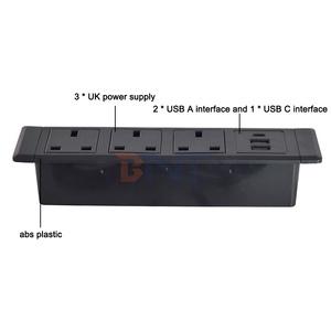3UK Outlets Tomas de corriente multifuncionales de escritorio 3AC Enchufe eléctrico 2 * USB A + 1 * USB C Tomas de carga ABS - Product Image 6