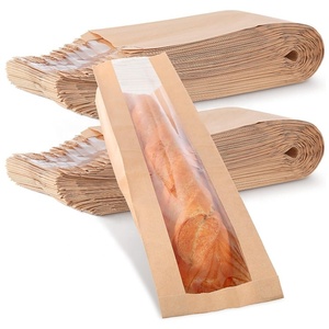 Pencere küçük Kraft kağıt somun ekmek torbaları ile fırın çanta kutuları