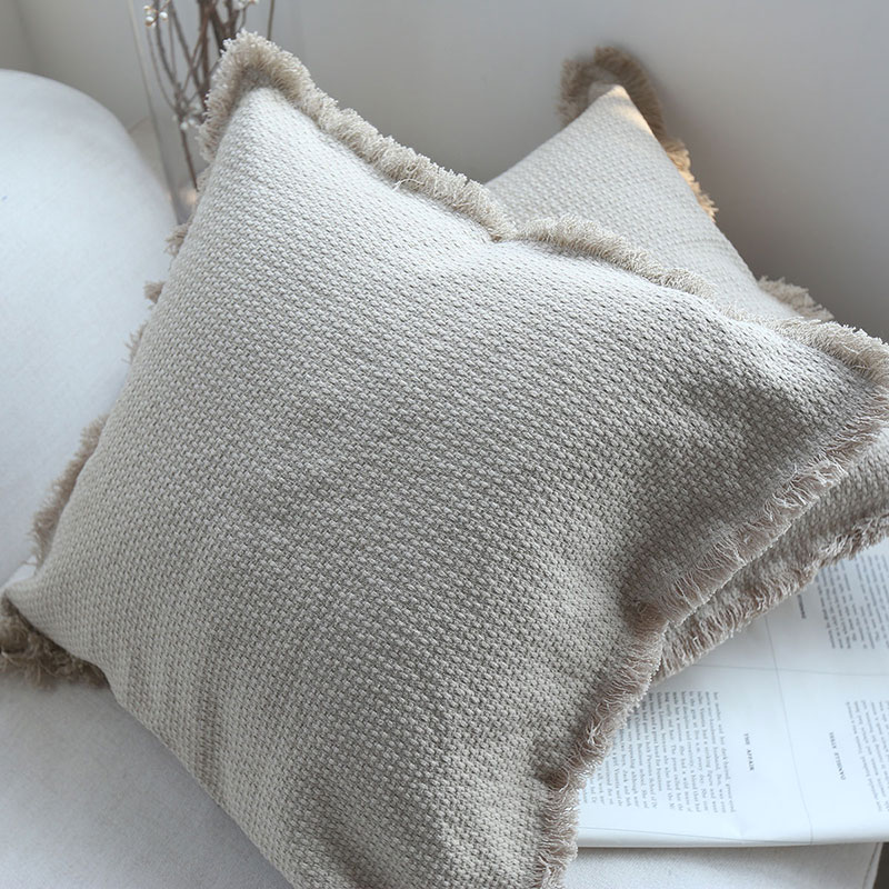 Fundas de cojín de lino de lujo beige
