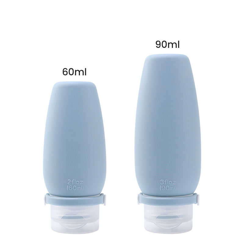 Bouteille rechargeable en silicone bleu