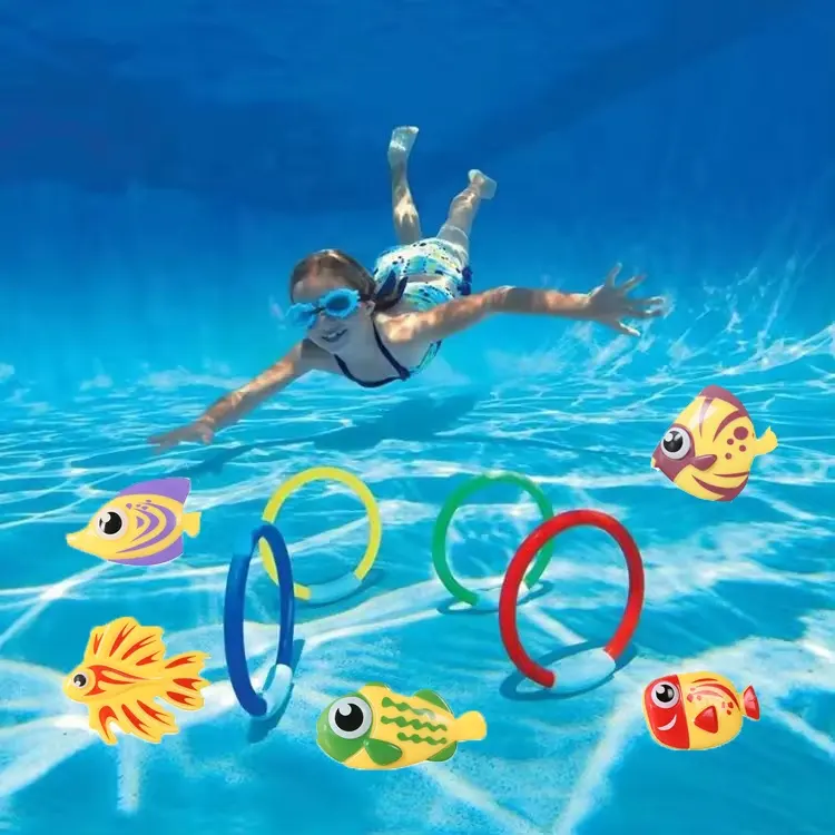 Gran oferta de juguetes de piscina de buceo, Juguetes Divertidos de verano, 6 Uds., juguetes de buceo, juego de buceo para que los niños atrapen peces