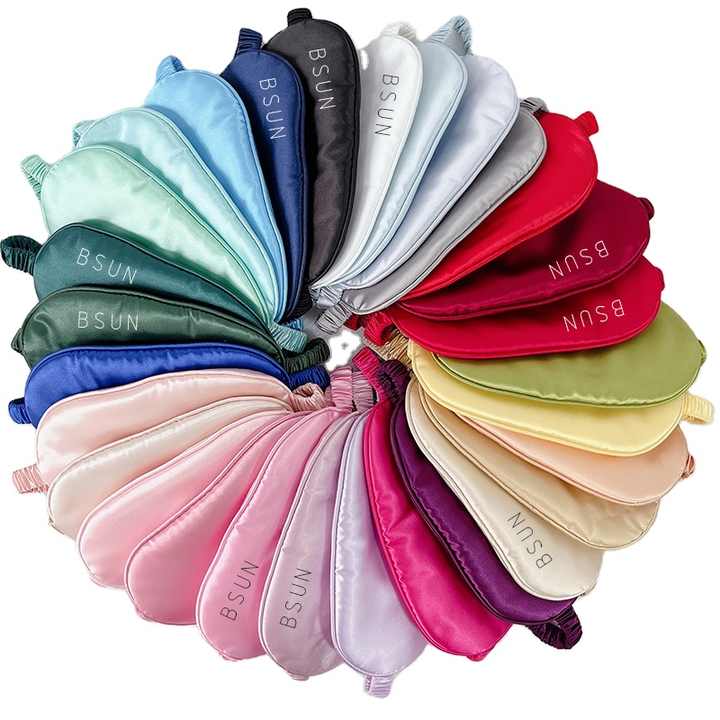 Custom Logo Design Satin Silk Satin Night Sleeping Eye Mask Satin Eye Cover Blindfold With Gift Pouc