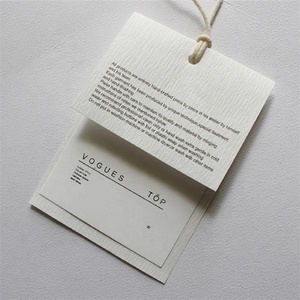 Cartón blanco Textura única Ropa personalizada Etiquetas colgantes Swing Tag Diseño simple con cuerdas gratis - Product Image 3