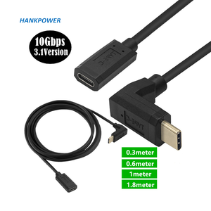 镀金USB C型10Gbps 90度公母USB3.1扩展器C型快速充电数据同步电缆