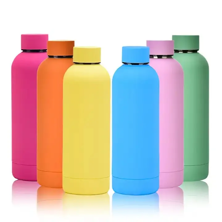 Изготовленный на заказ логотип резиновая краска термоизолированная бутылка маленькая горлышко двойная стена Вакуумная бутылка для воды из нержавеющей стали