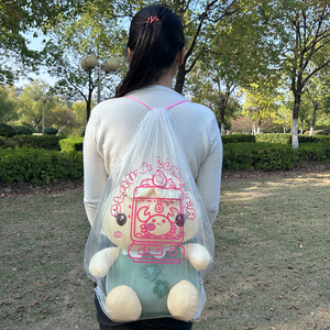 拉绳袋流行定制促销便宜透明Pvc拉绳背包袋透明塑料包 - Product Image 1