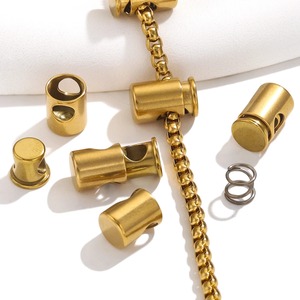 5pcs/bag Elastic Spring Push-pull Adjustable <strong>Clasp</strong> <strong>Clasps</strong> &amp; Hooks Diy PVD 18k Gold Plated <strong>String</strong> Chain Positioning Buttons - Product Image 3