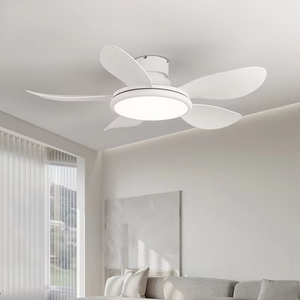 Modern 5 Blades LED Ceiling Fan Light High Wind Power Iron+ABS DC Remote Control 220V <strong>Input</strong> for Home Dining Bedroom Living Room - Product Image 1
