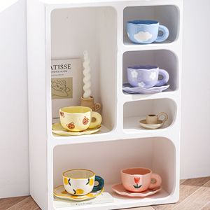 クリエイティブかわいい200ml手描きセラミックコーヒーとミルクカップ朝食とパーティー用ソーサーセット付き - Product Image 2