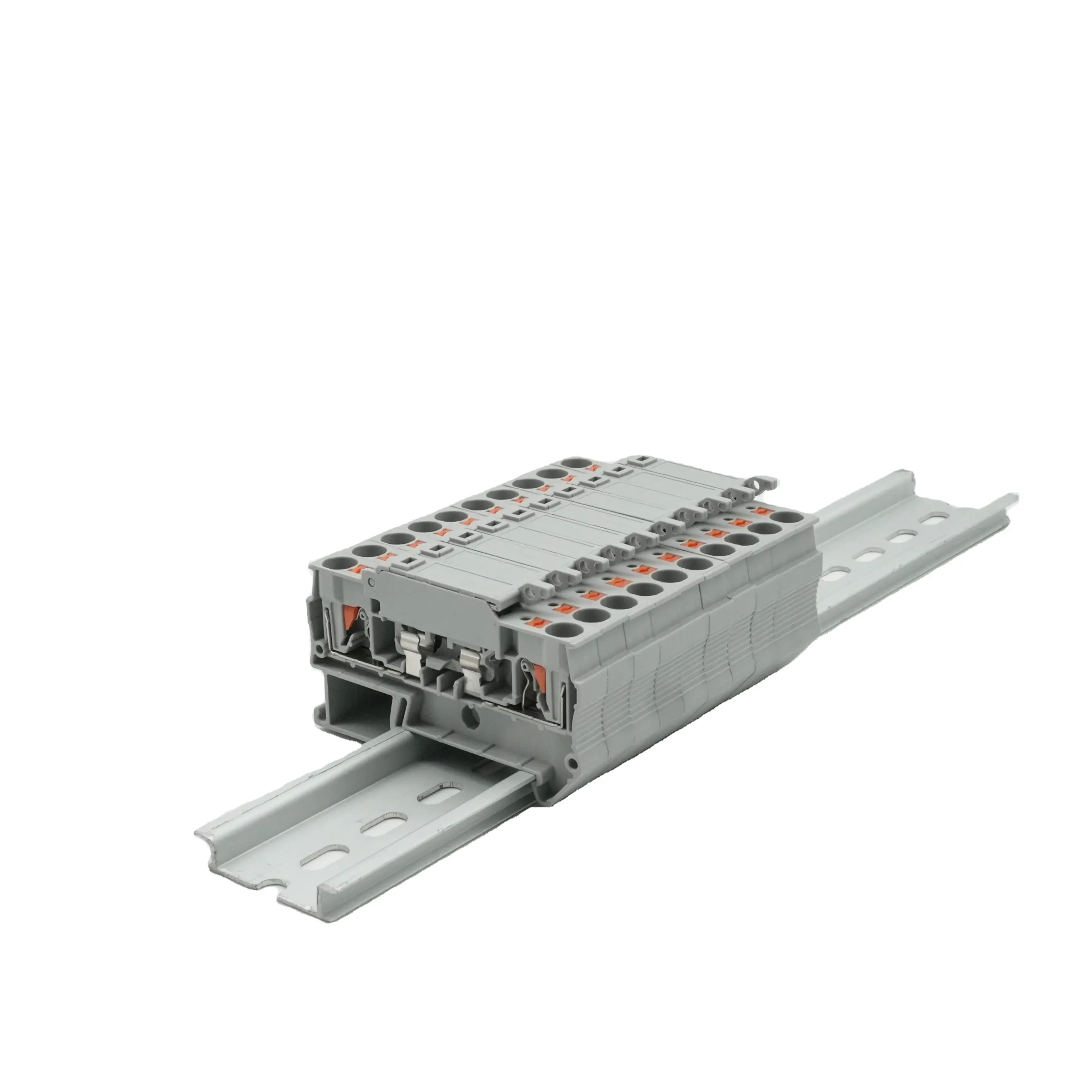 Bloques de terminales de tornillo abrazadera de montaje en Riel Din conector de alimentación a través PA66