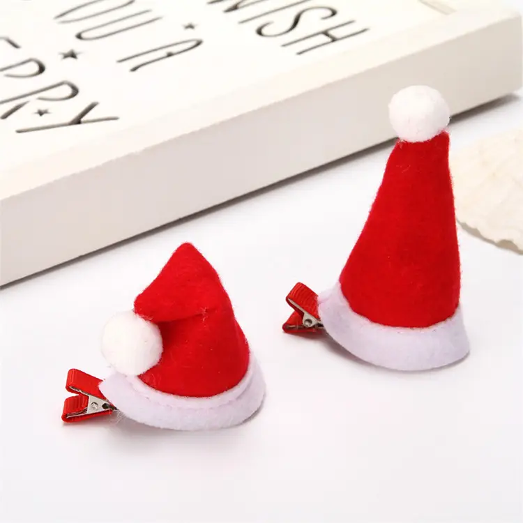 Vente en gros 2024 Pince à cheveux pour enfants Mini chapeau épingle à cheveux Cadeau créatif Petit chaperon rouge Costume de Noël Cadeaux de Noël