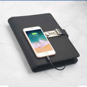 Cuaderno de cuero Pu con bloqueo de contraseña, Bloc de notas inteligente, A5, regalo de negocios, con batería externa, organizador de 8000mah - Product Image 1