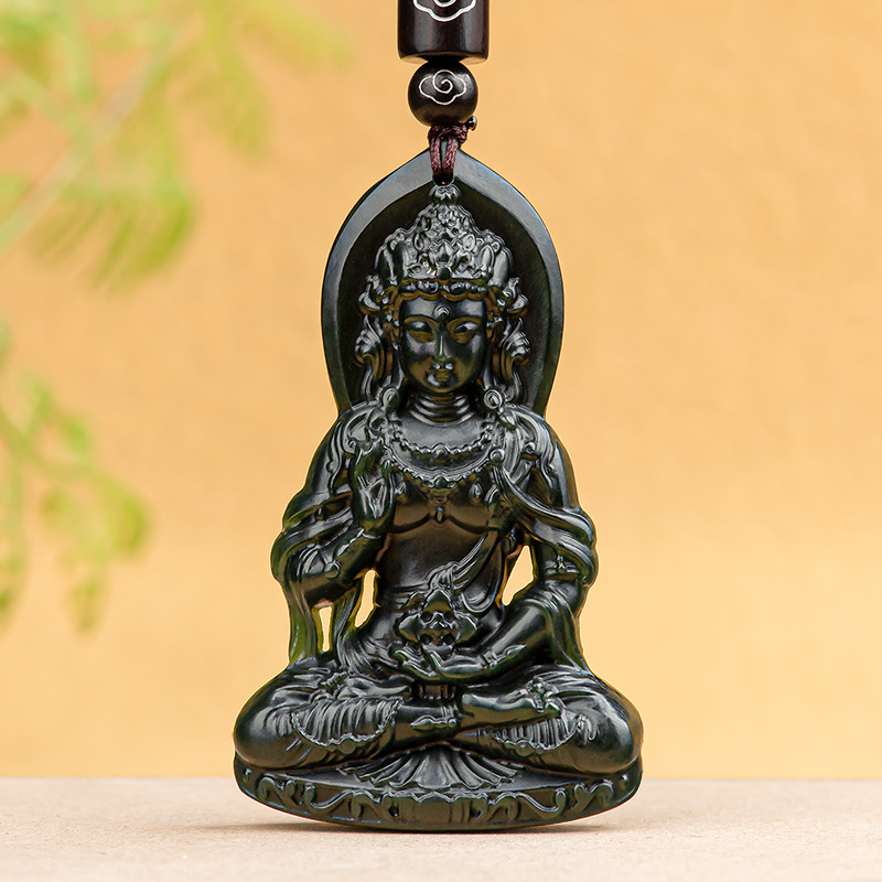 Hetian jade tara-certificate-auspicious cloud cord-ht09