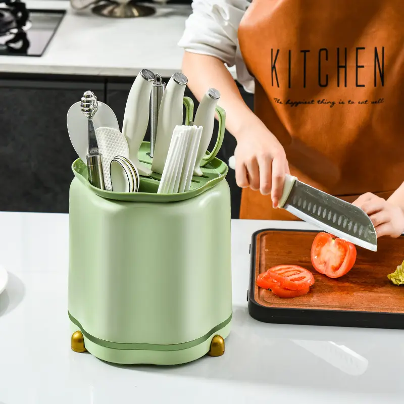 Pisau Dapat Dilepas Pemegang Blok Berputar Universal Perkakas Caddy untuk Meja Multi-fungsi Dapur Organizer