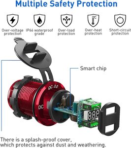 12V USB插座12V/24V 36w铝制快速充电3.0 USB车载充电器双充电器插座电源适配器插座，带汽车发光二极管 - Product Image 5