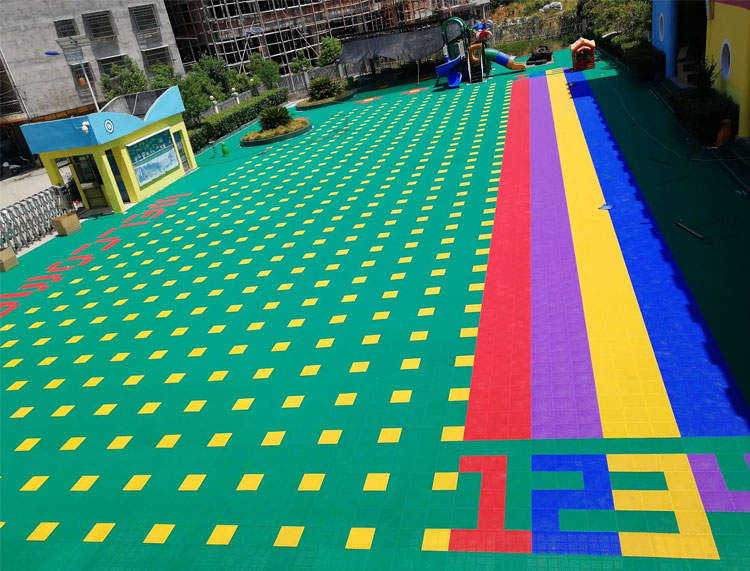 High Quality Interlocking Tiles Futsal Floor PP Plastic Suspended Modular Indoor Purple Yellow Green Hockey Basketball Red White