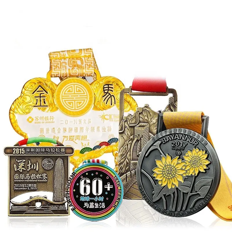 Medallas personalizadas al por mayor Metal Karate Baloncesto Fútbol Medalla con cinta Aleación de zinc barata 3D Marathon Run Medalla Deportes