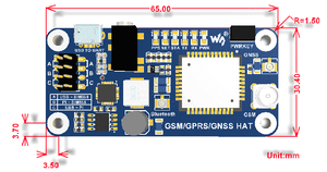 GSM/GPRS/GNSS/Bluetooth HAT Für Raspberry Pi, basierend auf SIM868