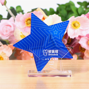 Fabrika katı yıldız şekli kurumsal ödüller ödülü plak özel baskı 3D Pentagram iş hediye akrilik kupa - Product Image 2
