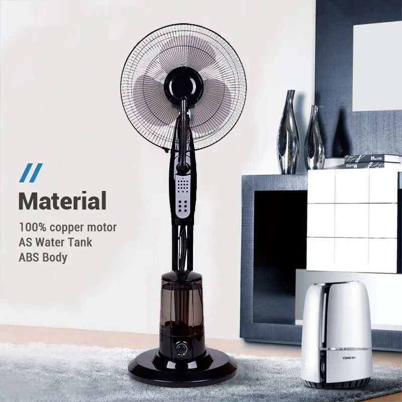 Enfriador de aire de 16 pulgadas ventilador remoto doméstico ventilador de pie humidificador ultrasónico niebla ventilador eléctrico