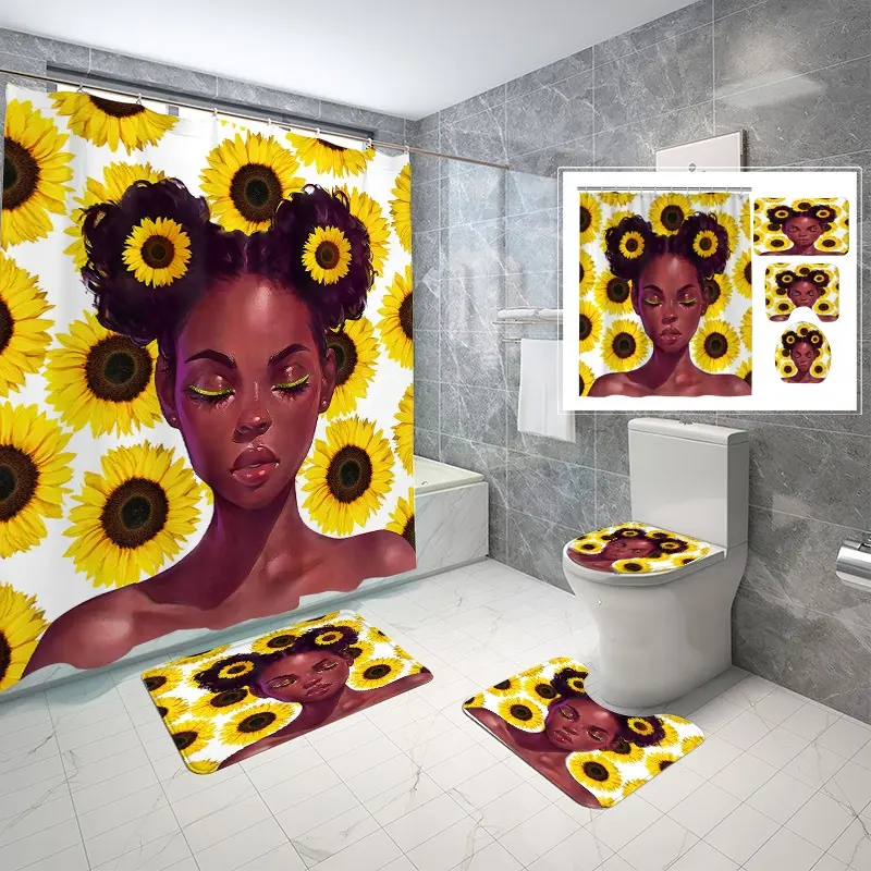 Cortinas de chuveiro americano africano, boa qualidade, estampa retrô, decoração, banheiro, esteira, chuveiro, conjuntos de 70 polegadas