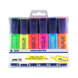 STA, venta al por mayor, bolígrafo resaltador multicolor brillante personalizado, 8 colores, marcadores de punta de cincel plano fluorescente para uso escolar para papel - Product Image 1