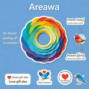 Nhãn dán <span class=keywords><strong>GURU</strong></span> cầu vồng cửa sổ bám không dính tái sử dụng chim răn đe dán cho cửa kính cửa sổ - Product Image 2