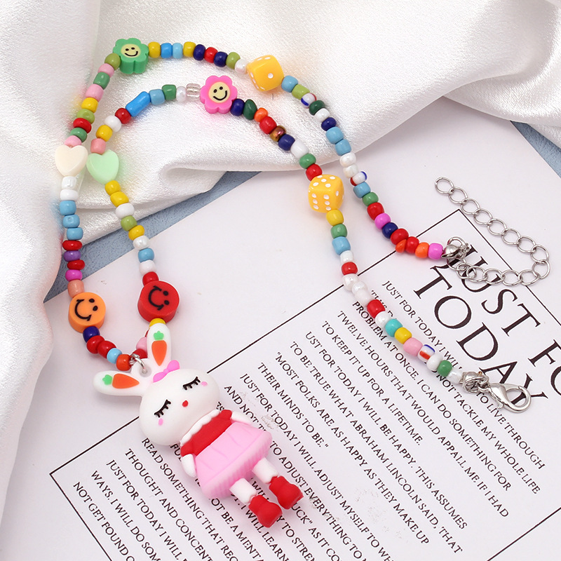 Carrot Rabbit Rice Bead Necklace