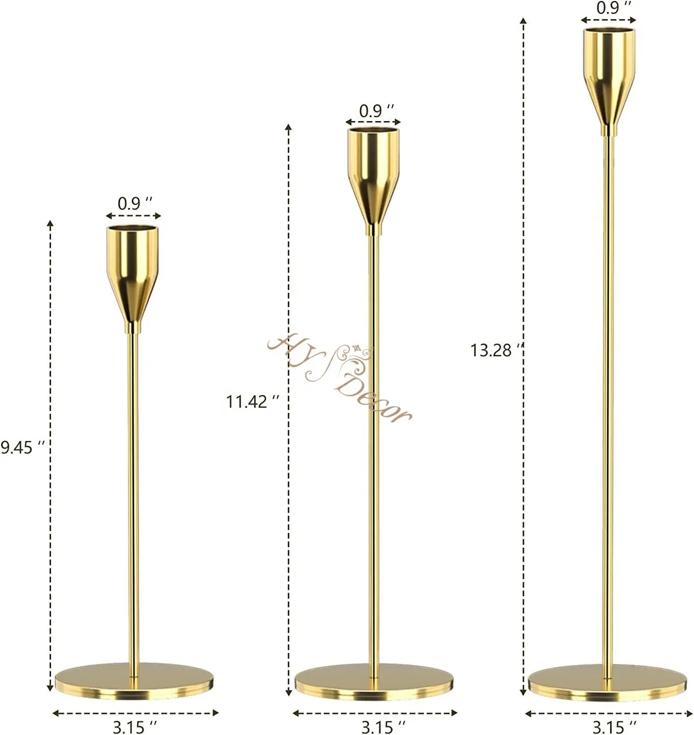 HY Luxury Gold Nordic Modern Wedding Decorative Candlesticks Party Home Table Candle Holder