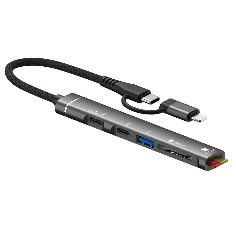 Горячая продажа Type-C IOS USB C USB 3,0 интерфейс расширения TF SD считыватель карт док-станция для телефона Android iPhone iPad