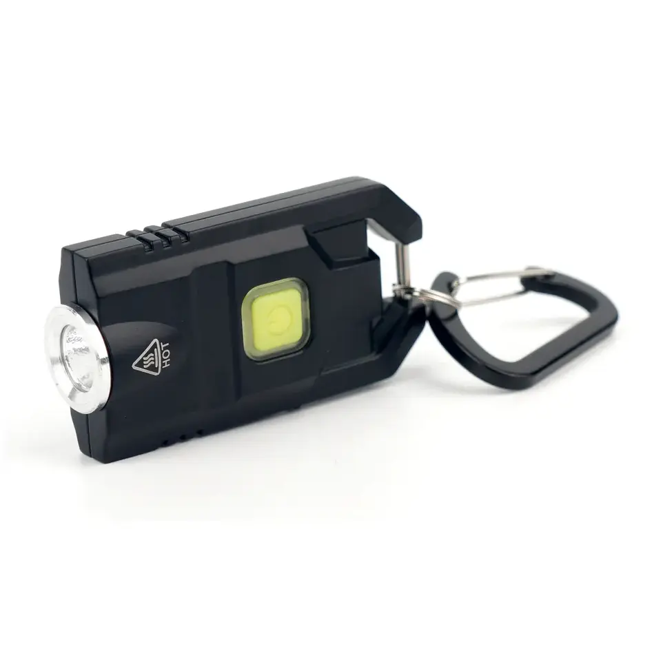 Karabina ile sıcak satıcı taşınabilir cep lambası USB şarj edilebilir ışıklı anahtarlık